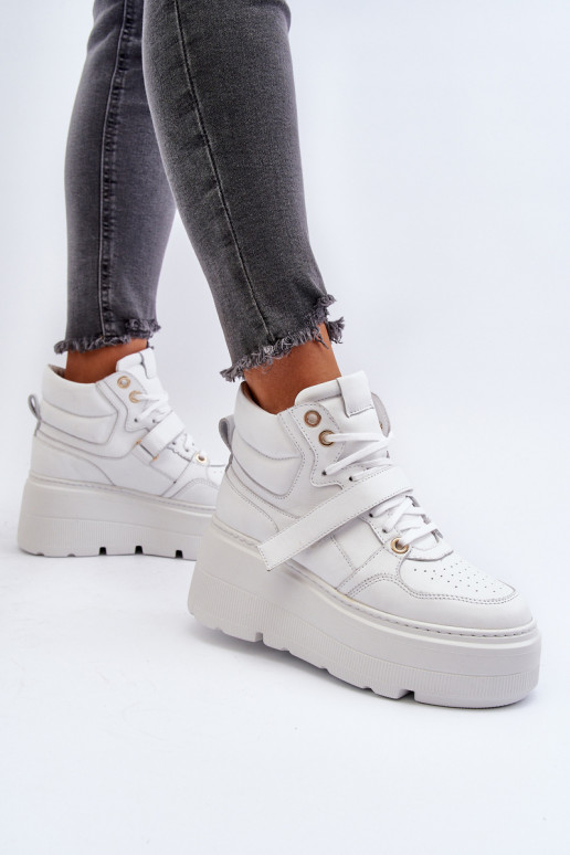 Zazoo 3450 Āda Sneakers modeļa apavi Sievišķīgs baltas krāsas
