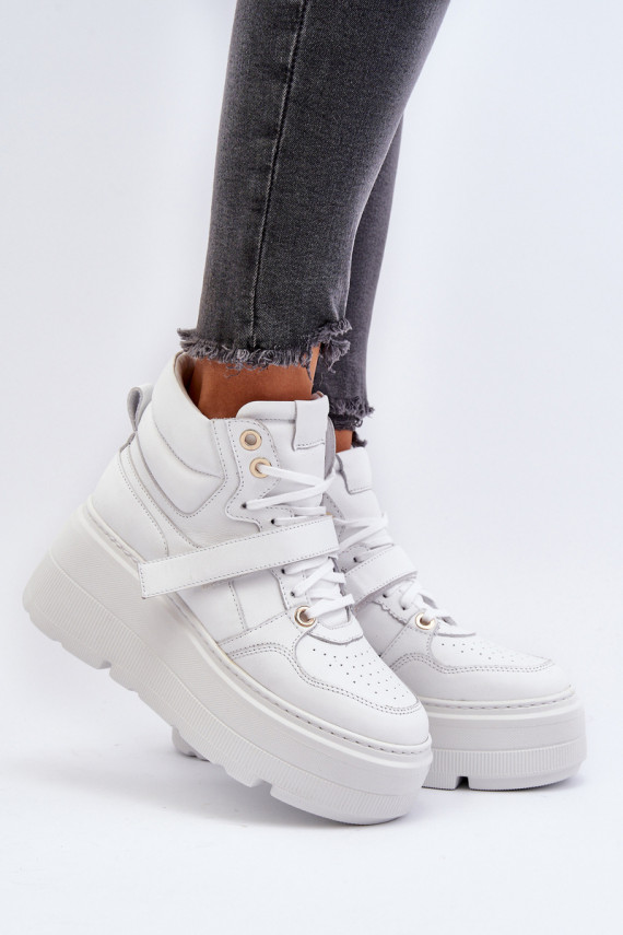 Zazoo 3450 Āda Sneakers modeļa apavi Sievišķīgs baltas krāsas