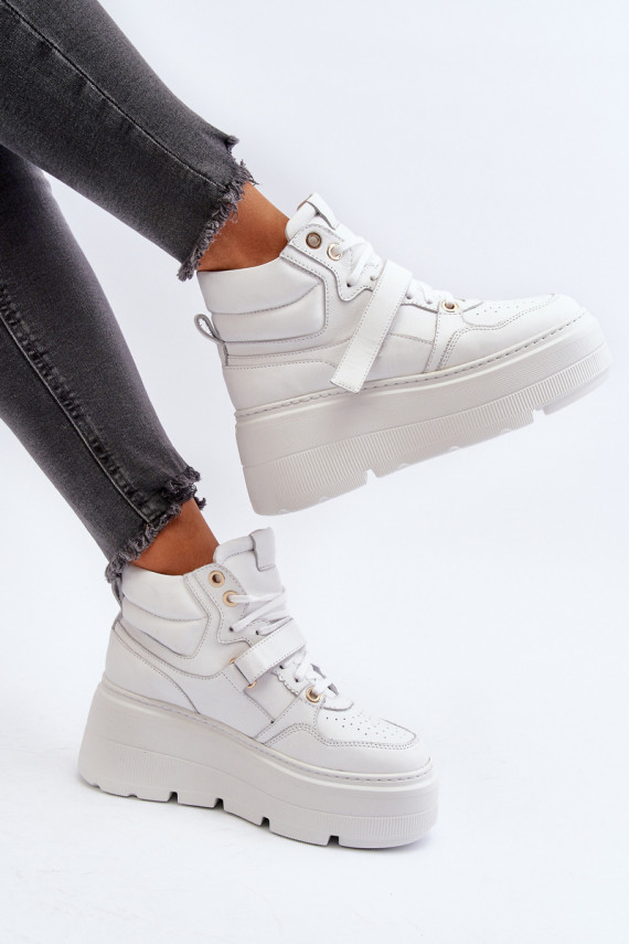 Zazoo 3450 Āda Sneakers modeļa apavi Sievišķīgs baltas krāsas