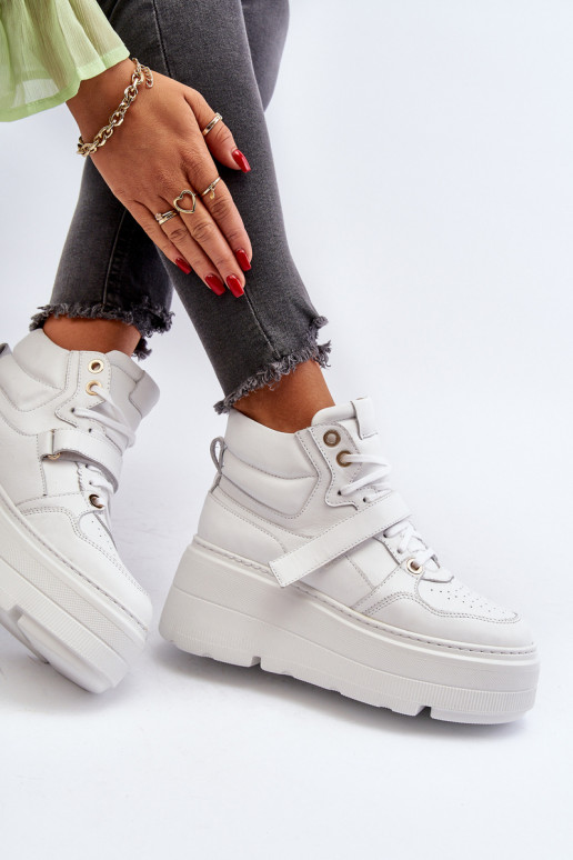 Zazoo 3450 Āda Sneakers modeļa apavi Sievišķīgs baltas krāsas