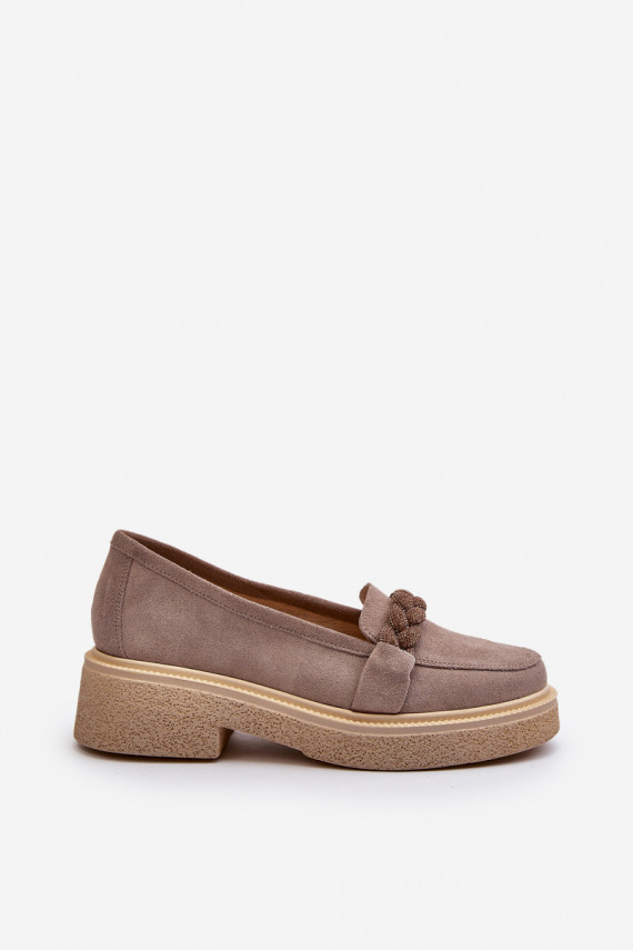Zazoo 3429/W Eleganti zamšādas lauferi ar ornamentiem Cappuccino
