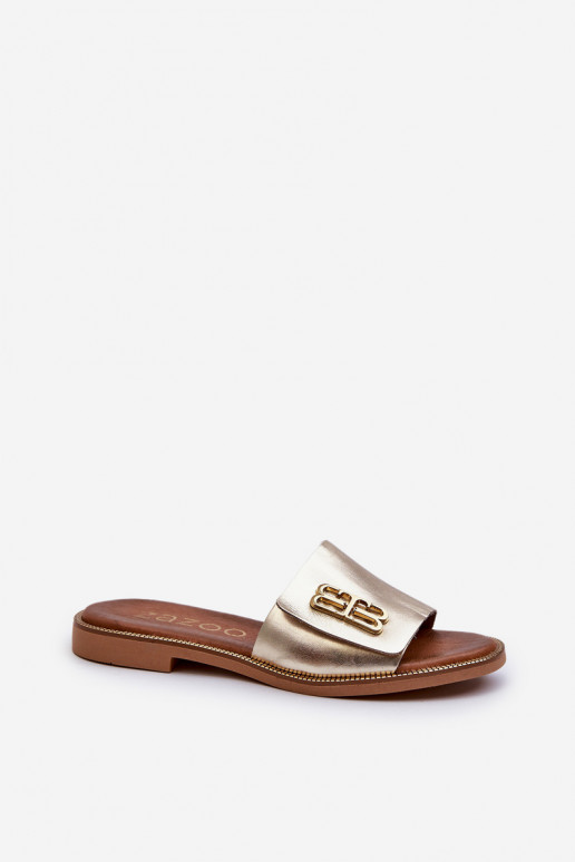 Zazoo 40384 Eleganta stila Čibas no dabīgas ādas Sievišķīgs Zelta krāsas