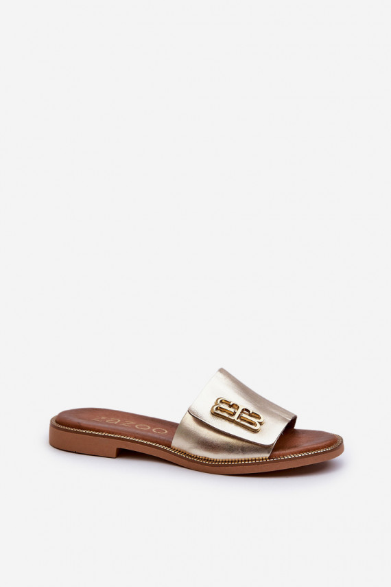 Zazoo 40384 Eleganta stila Čibas no dabīgas ādas Sievišķīgs Zelta krāsas