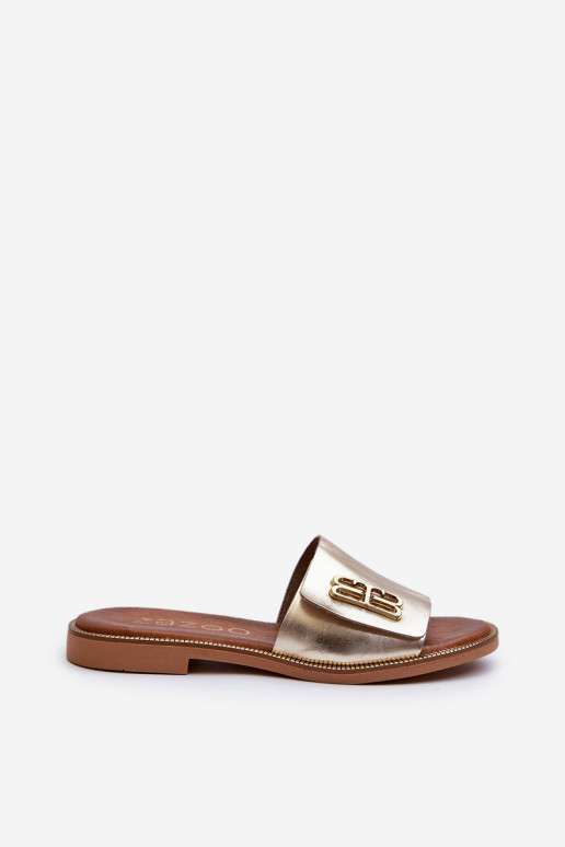 Zazoo 40384 Eleganta stila Čibas no dabīgas ādas Sievišķīgs Zelta krāsas