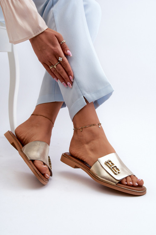 Zazoo 40384 Eleganta stila Čibas no dabīgas ādas Sievišķīgs Zelta krāsas