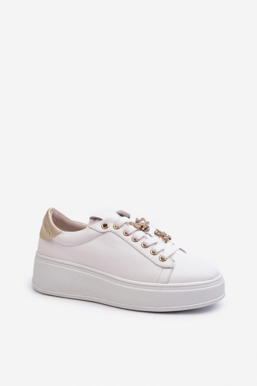 Āda Sneakers modeļa apavi Sievišķīgs ar platformu Z Przypinkami D&A SN67 baltas krāsas