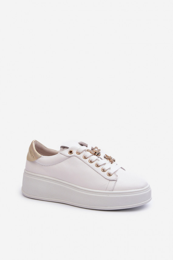 Āda Sneakers modeļa apavi Sievišķīgs ar platformu Z Przypinkami D&A SN67 baltas krāsas