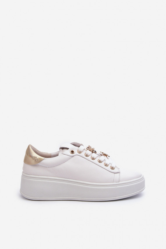 Āda Sneakers modeļa apavi Sievišķīgs ar platformu Z Przypinkami D&A SN67 baltas krāsas