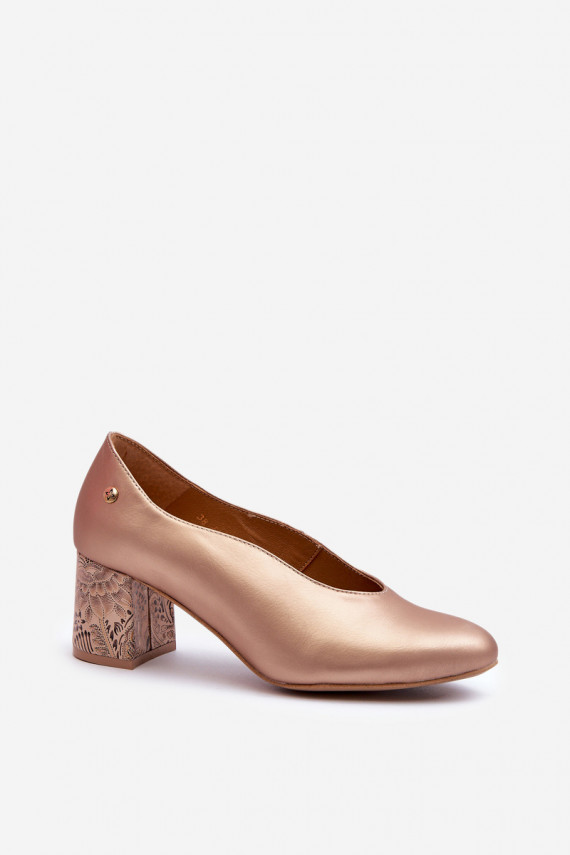 Eleganta stila Āda Kurpes ar papēdi Maciejka 06422-25 Zelta krāsas