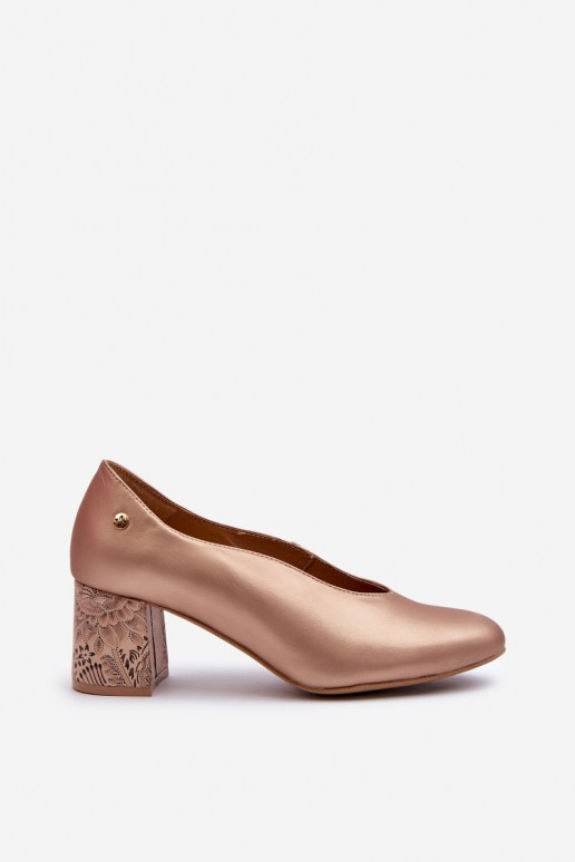 Eleganta stila Āda Kurpes ar papēdi Maciejka 06422-25 Zelta krāsas