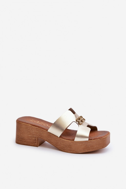 Zazoo 40412 Āda Eleganta stila sieviešu čības ar ornamentiem Zelta krāsas