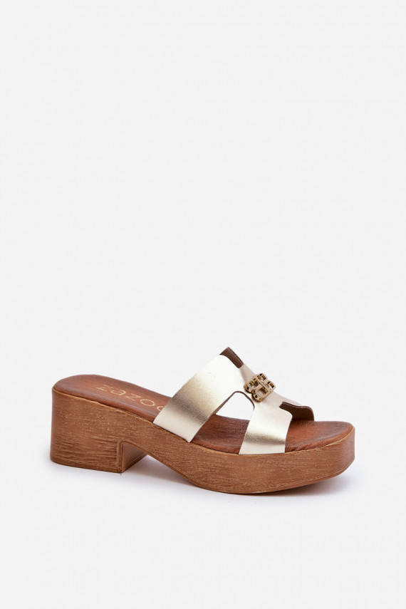 Zazoo 40412 Āda Eleganta stila sieviešu čības ar ornamentiem Zelta krāsas