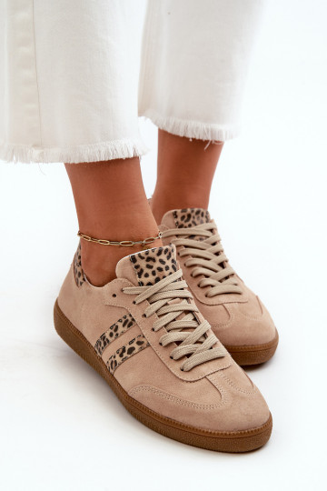 Zazoo N1068 zamšādas Zems Sneakers modeļa apavi Sievišķīgs smilšu krāsas