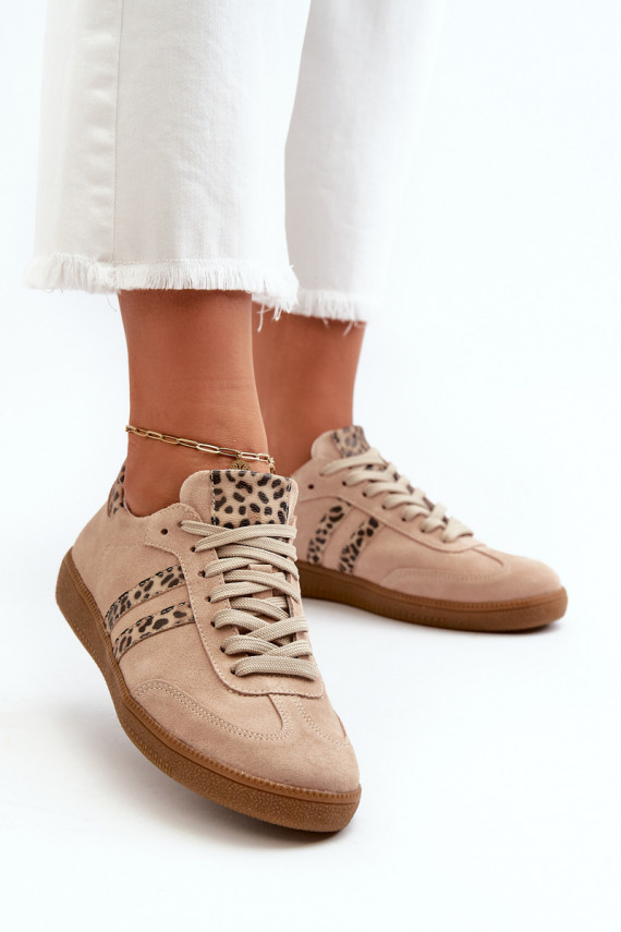Zazoo N1068 zamšādas Zems Sneakers modeļa apavi Sievišķīgs smilšu krāsas
