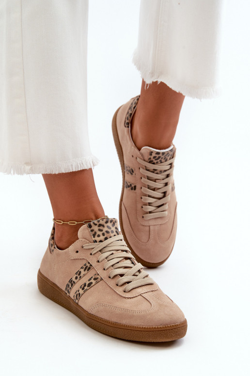 Zazoo N1068 zamšādas Zems Sneakers modeļa apavi Sievišķīgs smilšu krāsas