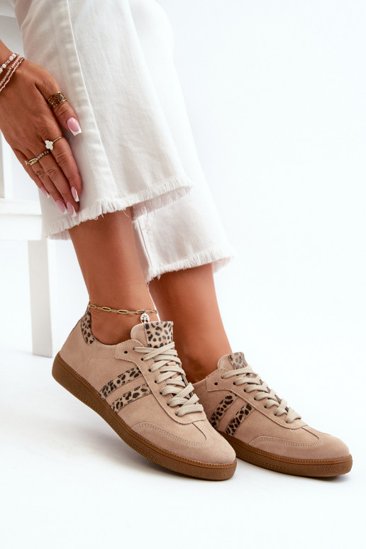 Zazoo N1068 zamšādas Zems Sneakers modeļa apavi Sievišķīgs smilšu krāsas
