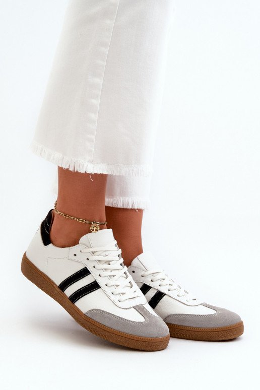 Zazoo N1068 Āda Zems Sneakers modeļa apavi Sievišķīgs baltas krāsas