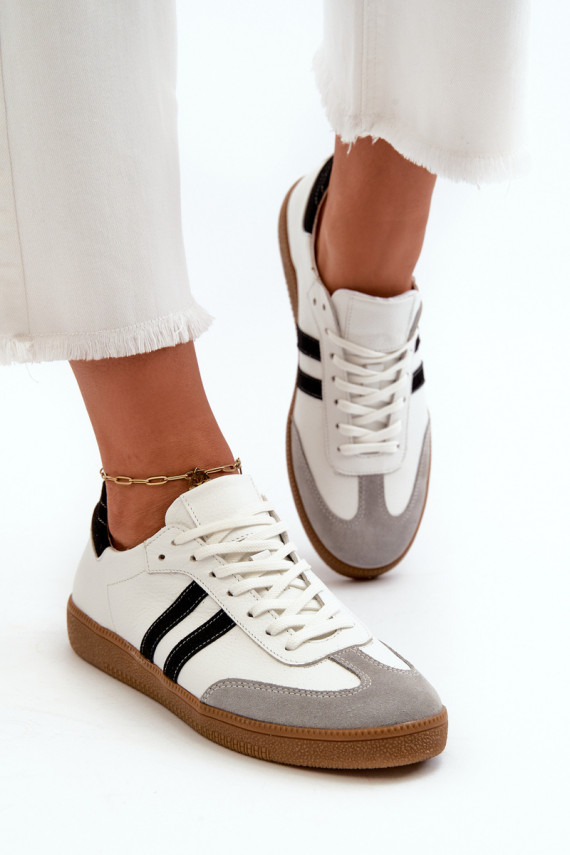 Zazoo N1068 Āda Zems Sneakers modeļa apavi Sievišķīgs baltas krāsas