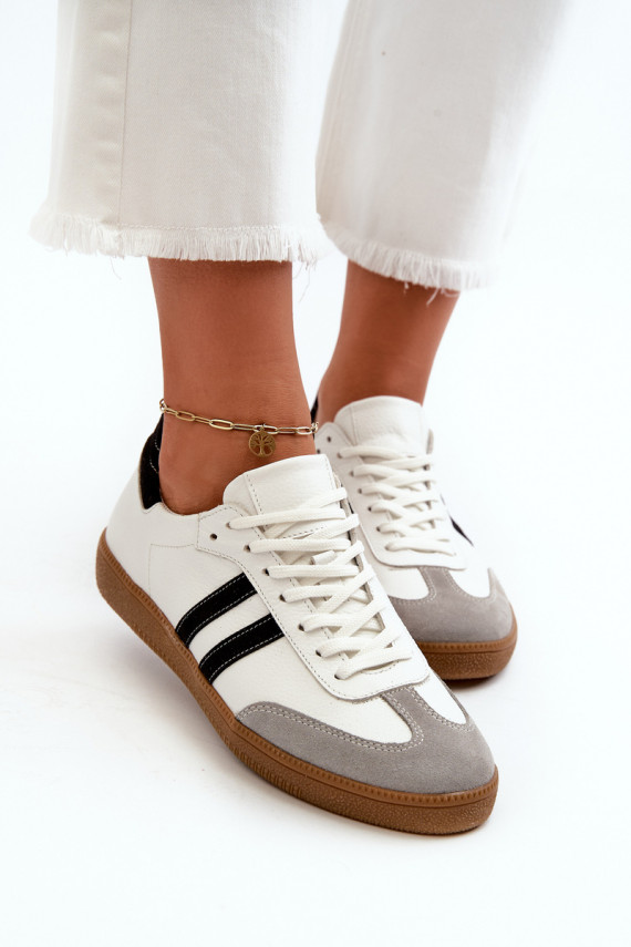 Zazoo N1068 Āda Zems Sneakers modeļa apavi Sievišķīgs baltas krāsas
