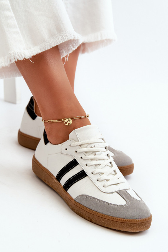Zazoo N1068 Āda Zems Sneakers modeļa apavi Sievišķīgs baltas krāsas