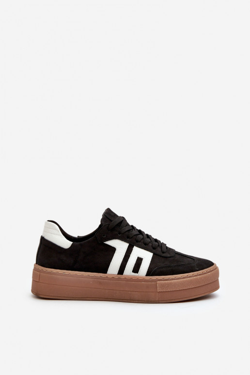 Zazoo N1095S2 Sneakers modeļa apavi Āda Sievišķīgs ar platformu melnas krāsas