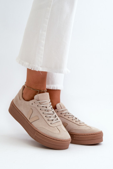 Zazoo N1100S2 Sneakers modeļa apavi zamšādas Sievišķīgs ar platformu smilšu krāsas 2