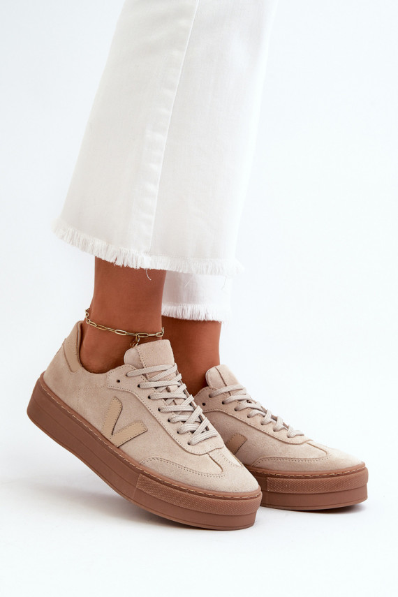 Zazoo N1100S2 Sneakers modeļa apavi zamšādas Sievišķīgs ar platformu smilšu krāsas