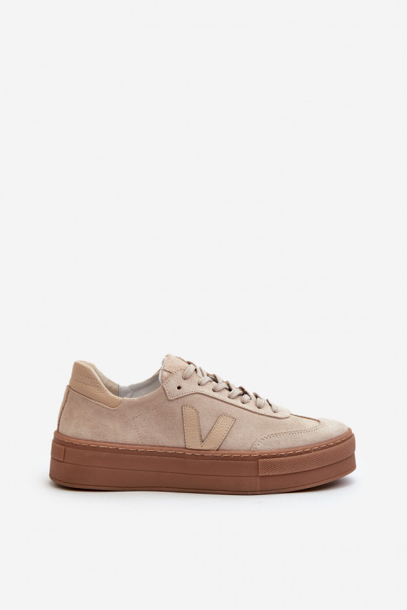 Zazoo N1100S2 Sneakers modeļa apavi zamšādas Sievišķīgs ar platformu smilšu krāsas