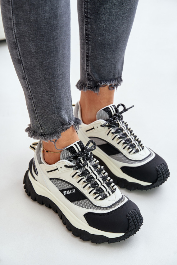 Āda Sneakers modeļa apavi Sievišķīgs ar platformu Big Star OO274A220 HI-POLY SYSTEM Baltas-melnas krāsas