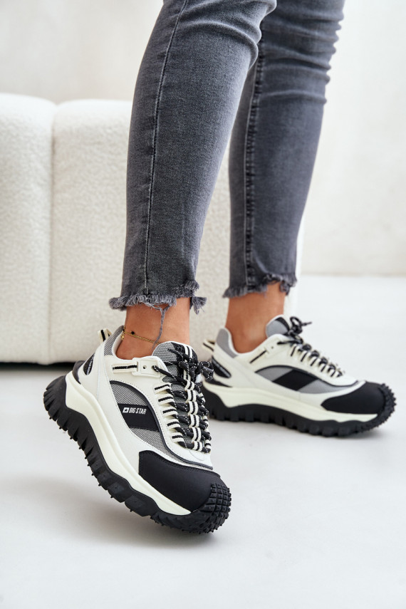 Āda Sneakers modeļa apavi Sievišķīgs ar platformu Big Star OO274A220 HI-POLY SYSTEM Baltas-melnas krāsas