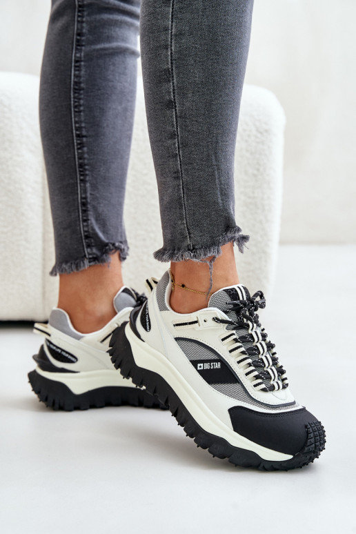Āda Sneakers modeļa apavi Sievišķīgs ar platformu Big Star OO274A220 HI-POLY SYSTEM Baltas-melnas krāsas