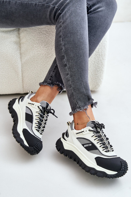 Āda Sneakers modeļa apavi Sievišķīgs ar platformu Big Star OO274A220 HI-POLY SYSTEM Baltas-melnas krāsas