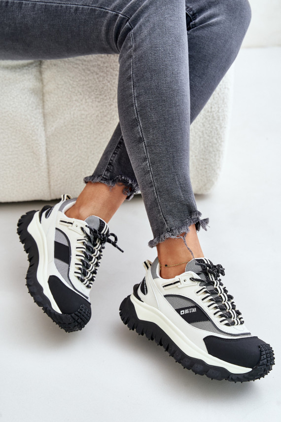 Āda Sneakers modeļa apavi Sievišķīgs ar platformu Big Star OO274A220 HI-POLY SYSTEM Baltas-melnas krāsas