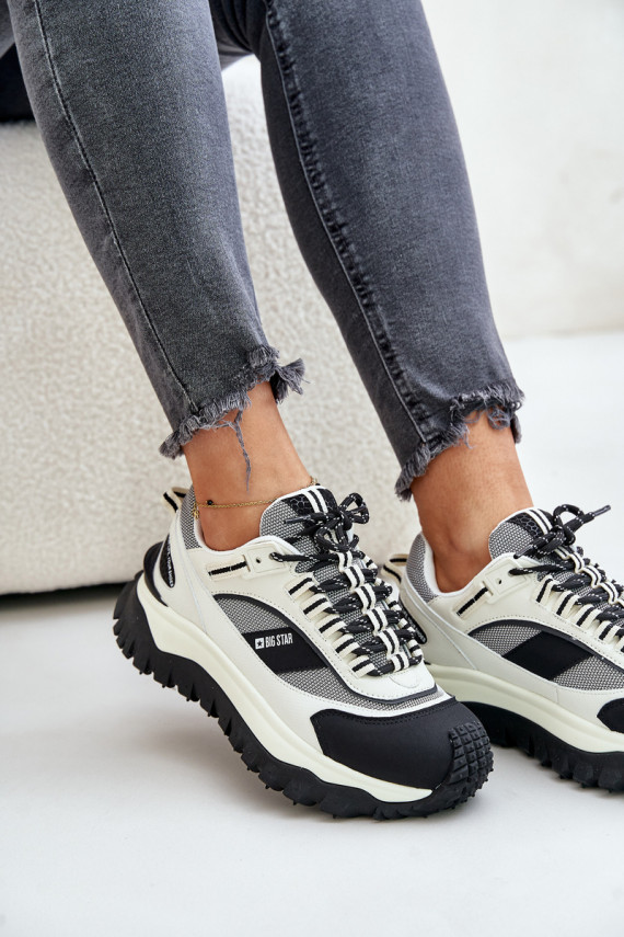 Āda Sneakers modeļa apavi Sievišķīgs ar platformu Big Star OO274A220 HI-POLY SYSTEM Baltas-melnas krāsas
