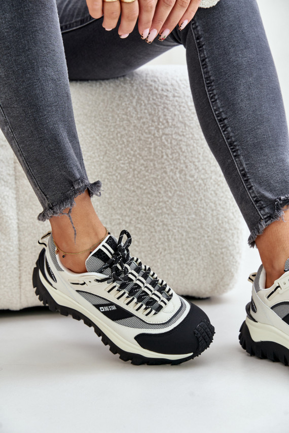 Āda Sneakers modeļa apavi Sievišķīgs ar platformu Big Star OO274A220 HI-POLY SYSTEM Baltas-melnas krāsas