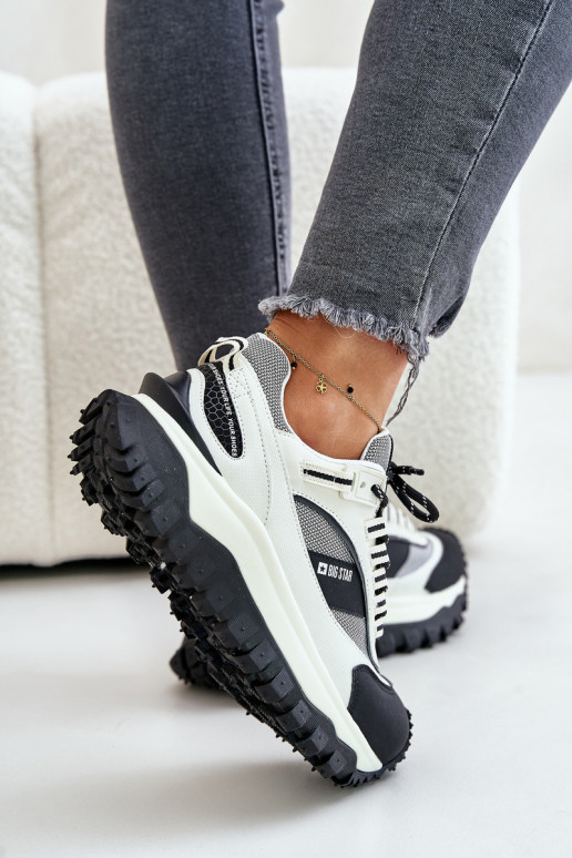 Āda Sneakers modeļa apavi Sievišķīgs ar platformu Big Star OO274A220 HI-POLY SYSTEM Baltas-melnas krāsas