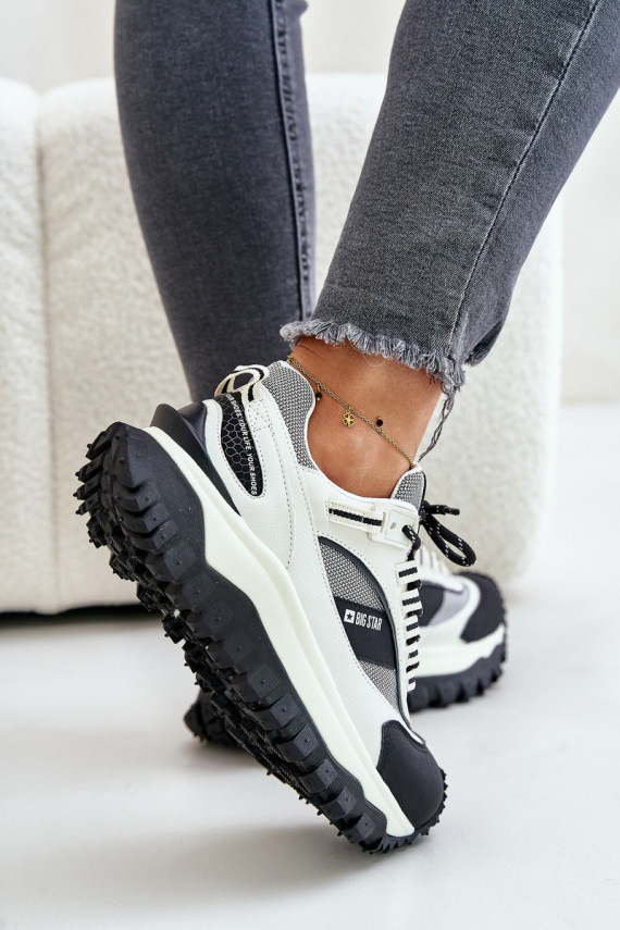 Āda Sneakers modeļa apavi Sievišķīgs ar platformu Big Star OO274A220 HI-POLY SYSTEM Baltas-melnas krāsas