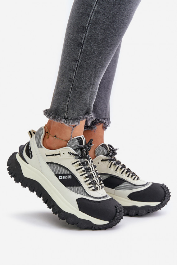 Āda Sneakers modeļa apavi Sievišķīgs ar platformu Big Star OO274A220 HI-POLY SYSTEM Baltas-melnas krāsas