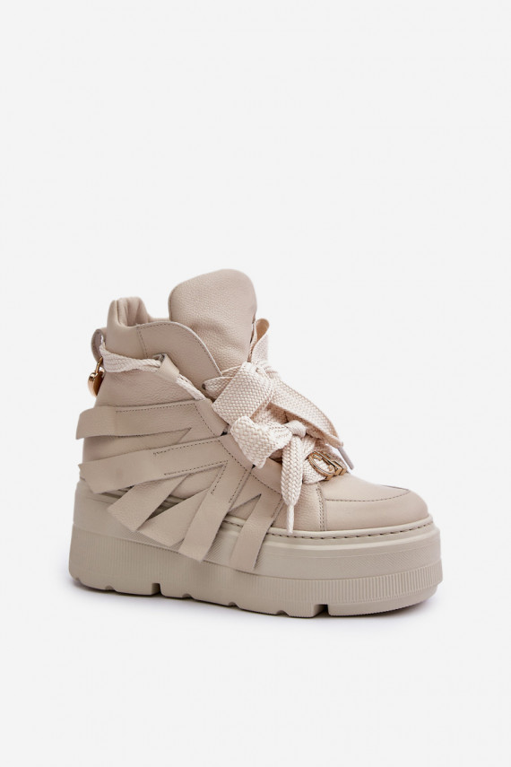 Āda Sneakers modeļa apavi Sievišķīgs ar platformu CheBello 4561 smilšu krāsas