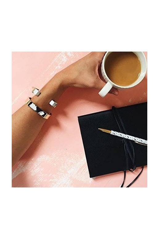 APROCE "Minimalist White Marble Cuff Bracelet"