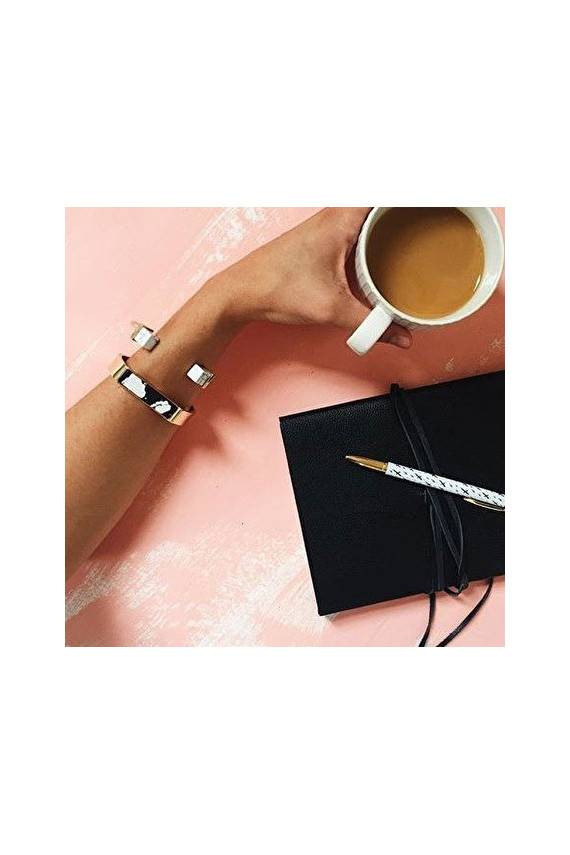 APROCE "Minimalist White Marble Cuff Bracelet"