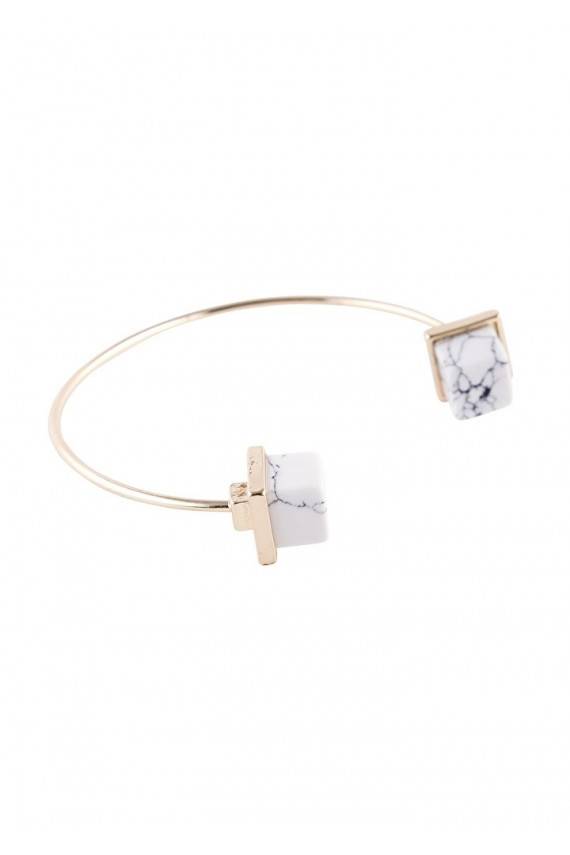 APROCE "Minimalist White Marble Cuff Bracelet"