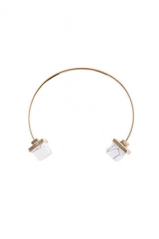 APROCE "Minimalist White Marble Cuff Bracelet"