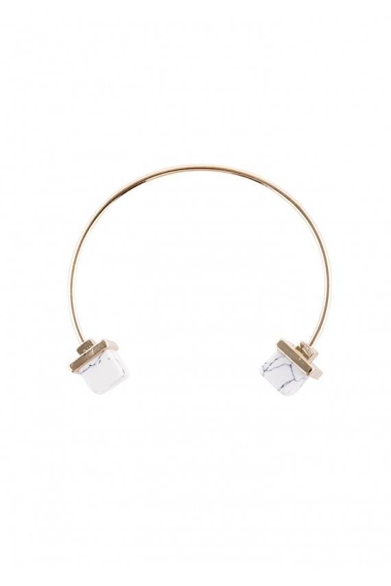 APROCE "Minimalist White Marble Cuff Bracelet"