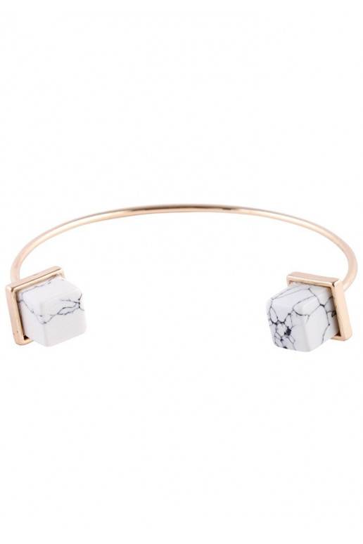 APROCE "Minimalist White Marble Cuff Bracelet"