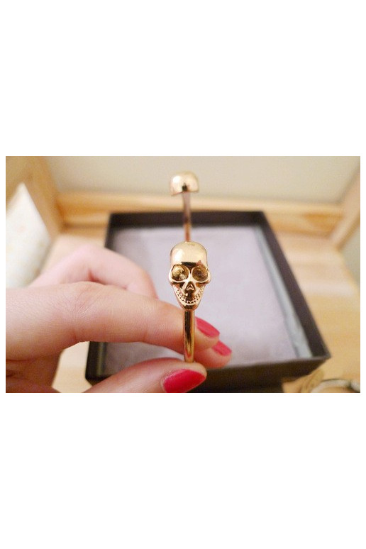 Apyrankė "Dvi kaukolės" aukso spalvos Apyrankė "Dvi kaukolės" aukso spalvos