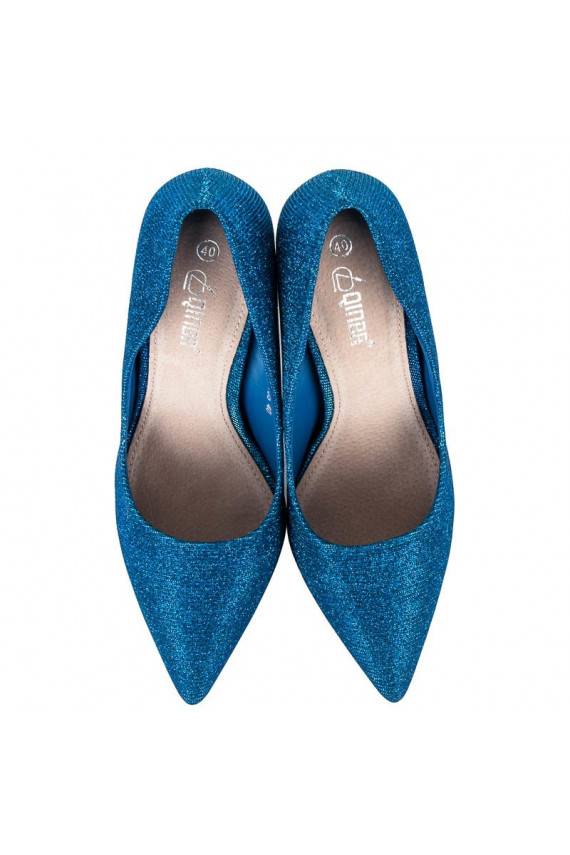 Mirdzoši zili augstpapēžu apavi LEI-105BL