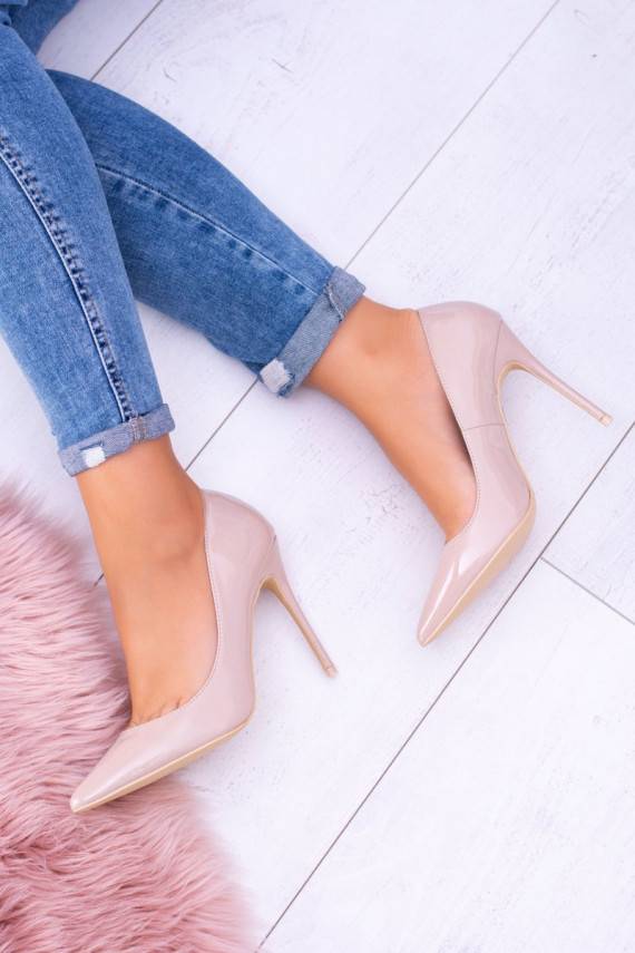 augstpapēžu kurpes Sieviešu Lu Boo Apavi ar spicu purngalu Laque Smilšu krāsas Belluci