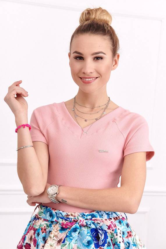 Blūze ar īsām piedurknēm  rozā nokrāsa DD_1043_POWDER