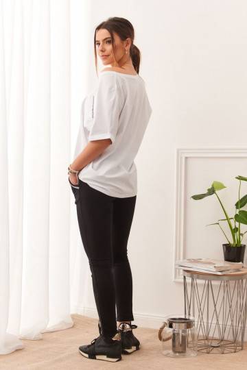 Sieviešu treniņtērps ar īsām piedurknēm DD_1014_WHITE/BLACK 2